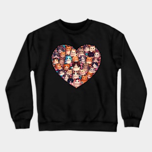 funny cats heart love cut cat Crewneck Sweatshirt